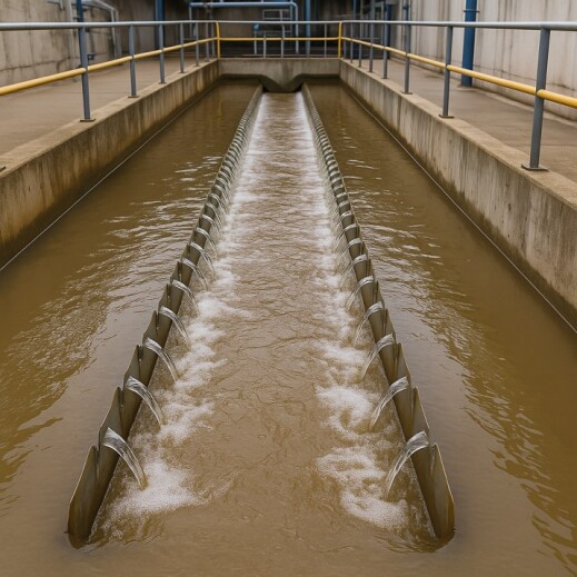  Secondary sedimentation channel with effluent weirs
