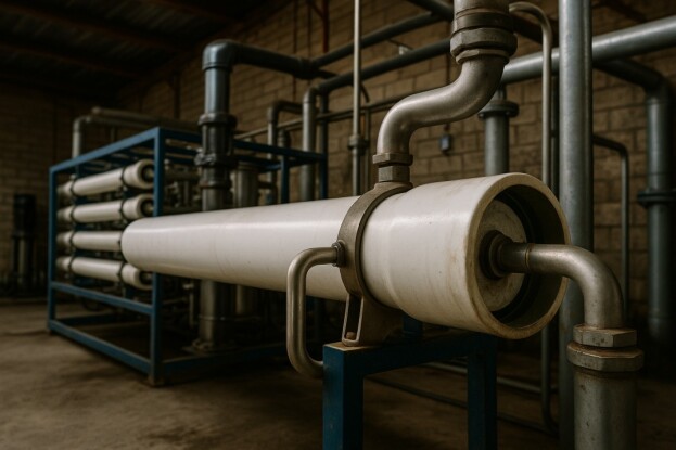 Installed industrial reverse osmosis system in a water treatment plant