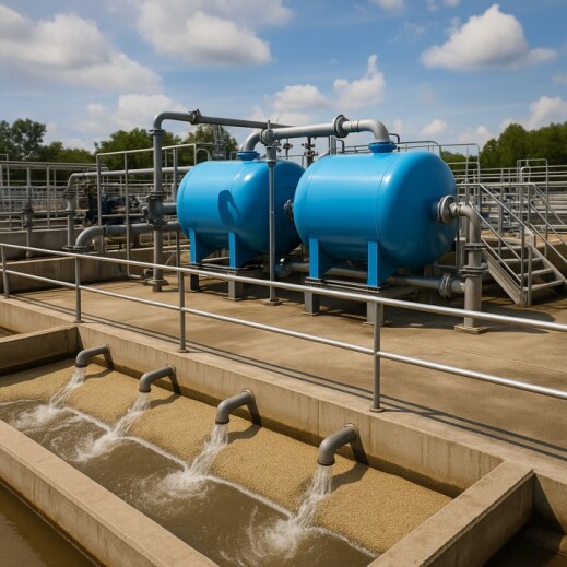 Dual pressure sand filters operating in a water treatment plant